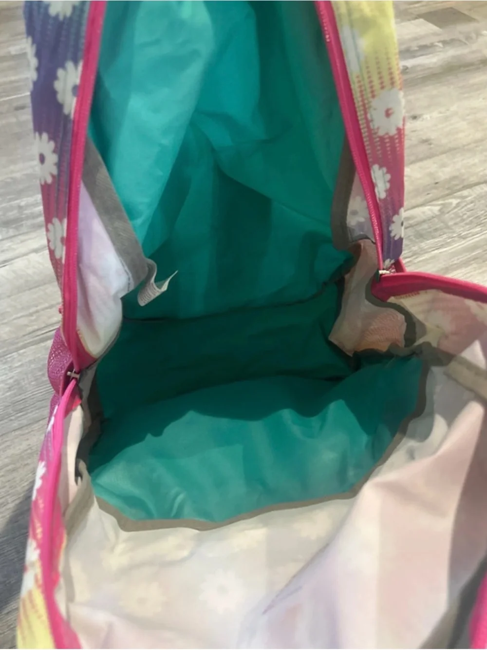 Kids Rainbow Daisy Backpack - Pink, Yellow, Purple